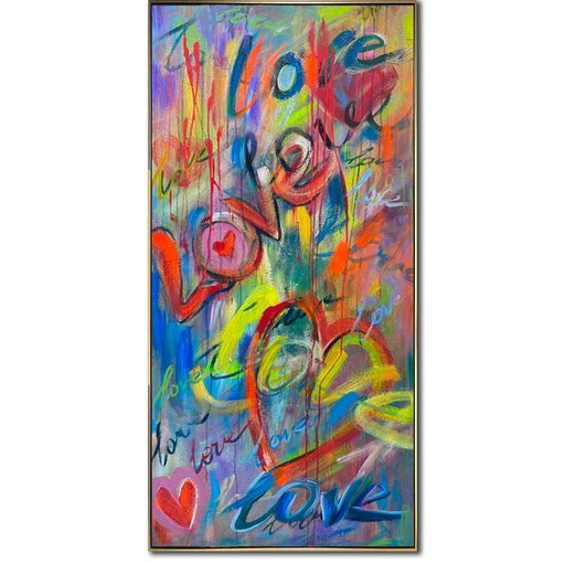 Abstrakte bunte Herzen Graffiti-Stil Gemälde auf Leinwand Original romantische Kunst für Home Wall Decor