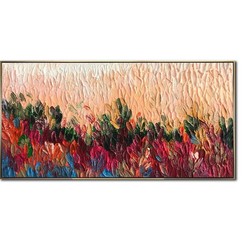 Textured Wall Art Abstract Painting Colorful Palette Knife Art on Canvas Modern Wall Art Living Room Art Office Decor Abstract Landscape
