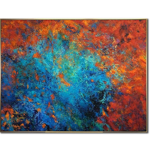 Large Original Painting On Canvas Abstract Paintings Blue And Red Wall Art Abstract Red Painting Living Room Wall Decor Canvas Modern Art