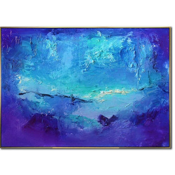 Blue Painting Deep Blue Abstract Landscape Painting Textured Art Handmade Modern Decor Ocean Artwork for Home or Office Decor