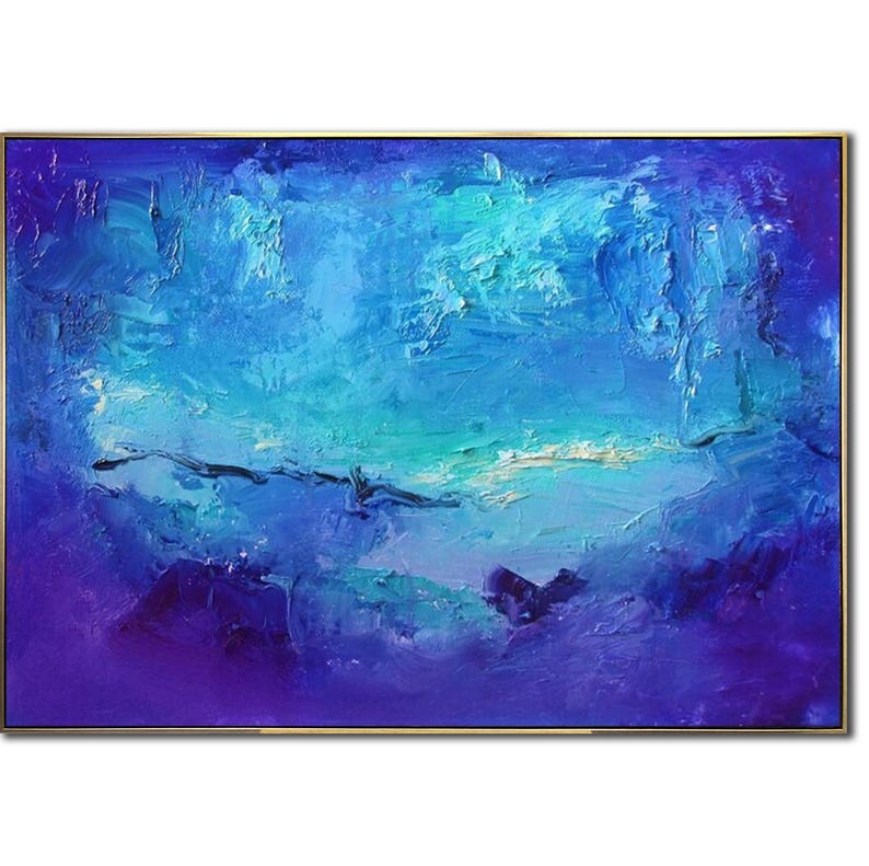 Blue Painting Deep Blue Abstract Landscape Painting Textured Art Handmade Modern Decor Ocean Artwork for Home or Office Decor