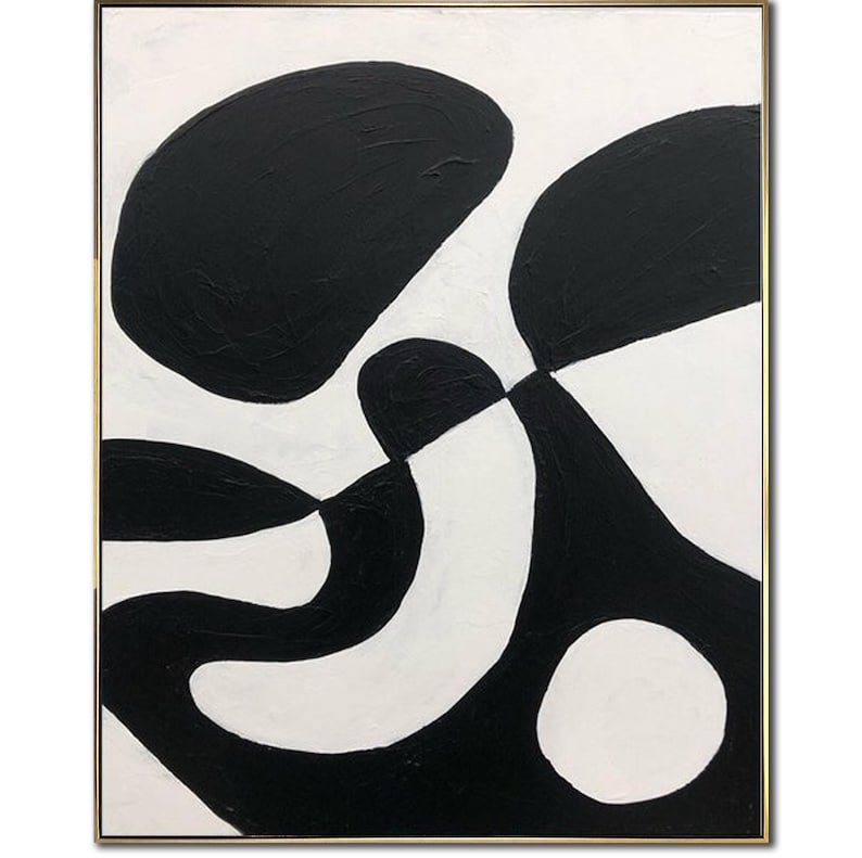 Original Abstract Black and White Paintings on Canvas Modern Minimalist Art Handmade Painting Contemporary Art for Indie Room Wall Decor