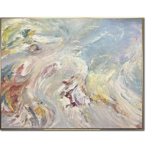 Abstract Painting on Canvas In Neutral Colors Beige Artwork Modern Oil Painting Contemporary Minimalist Wall Art for Living Room Decor