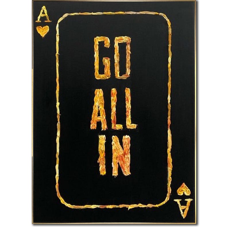 Playing Card on Black Casino Art Card Design Casino Decor Card Artwork Minimalist Abstract Painting Contemporary Art Frame Painting