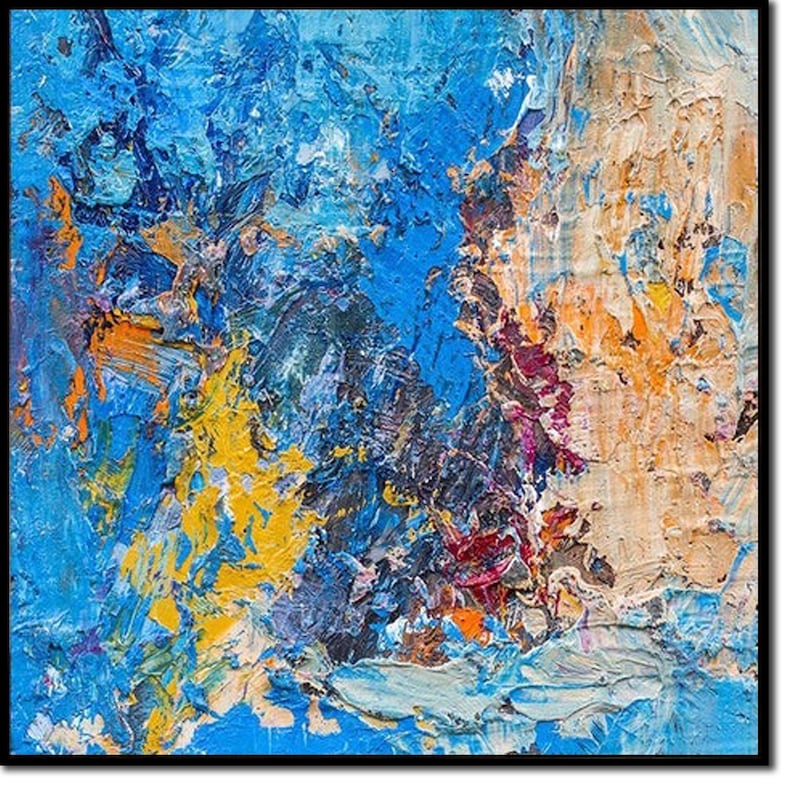Large Original Abstract Blue Paintings On Canvas, Textured Oil Painting, Acrylic Oil Artwork Wall Hanging Decor for Living Room
