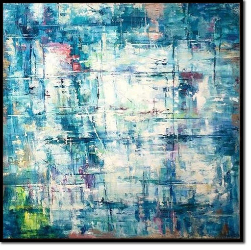 Original Blue Painting On Canvas Custom Oil Wall Hanging Artwork Modern Textured Handmade Decor for Living Room