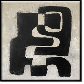Minimalist Art Geometric Paintings Black and Beige Paintings On Canvas Modern Wall Art Textured Oil Painting Living Room Decor