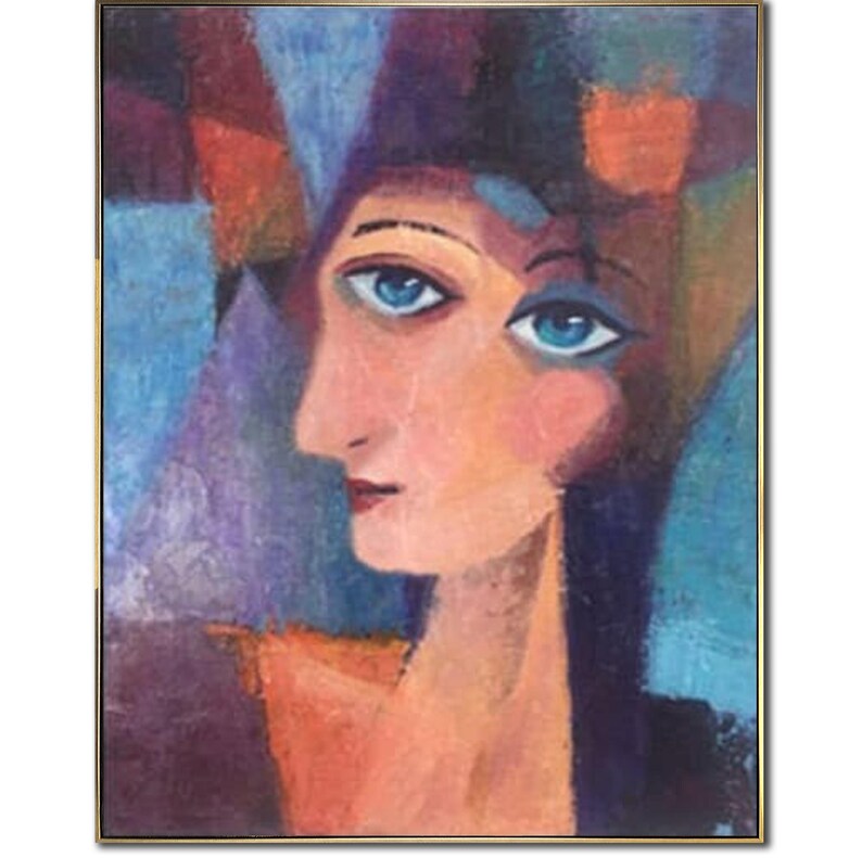 Original Abstract Woman Paintings On Canvas Female Face Art Palette Knife Painting Figurative Artwork Surreal Painting for Living Room Decor