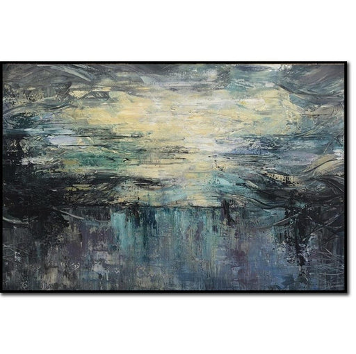 Store originale abstrakte havlandskabsmalerier på lærred i marineblå farver abstrakt impressionistisk maleri moderne akrylmaleri til stuen