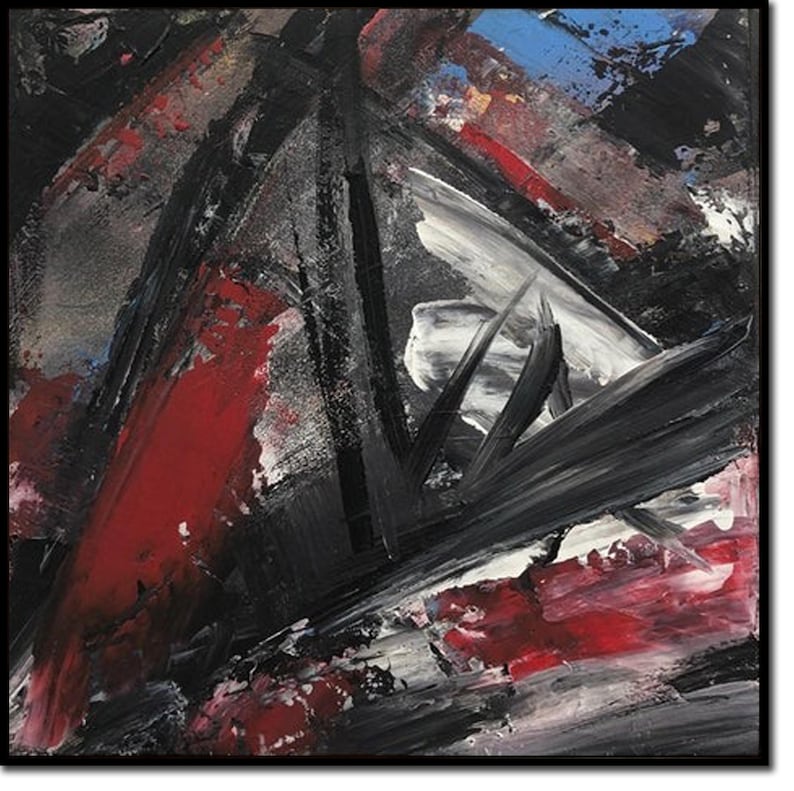 Abstract Red and Black Painting Dynamic Abstraction Soft Bold Strokes Artistic Expression Art Handpainted Artwork
