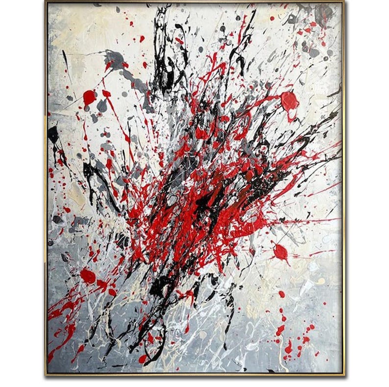 Bright Red Minimalist Abstract Canvas Art Painting, Abstract Canvas Painting, Relief Appearance Wall Art, Textured Painting, Modern Painting