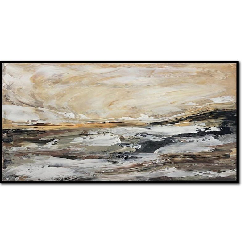 Extra Large Abstract Marble Painting Canvas Art Modern Beige Fine Art Expressionist Painting Hand Painted Art for Living Room Wall Decor