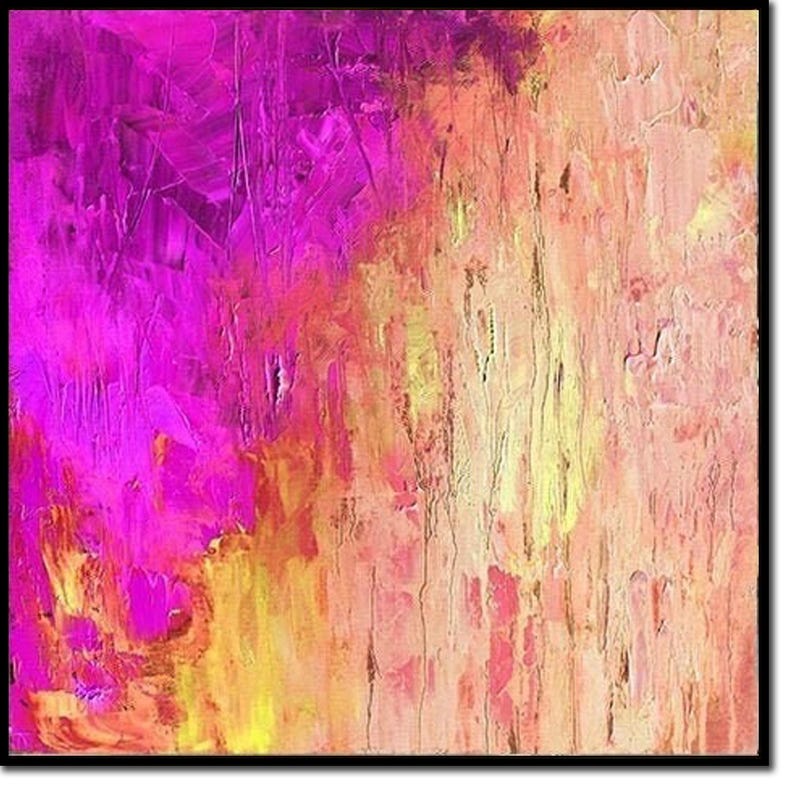 Pink and Orange Abstract Painting Bright Wall Art Original Abstract Painting Living Room Decor Housewarming Gift Large Wall Art