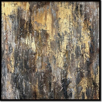 Original Abstract Gold Paintings On Canvas Acrylic Gold Leaf Art Contemporary Rich Textured Painting Hand Painted Artworl Wall Decor