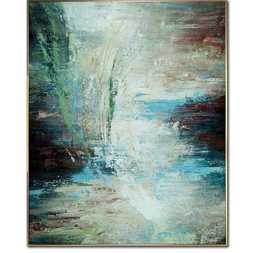 Original Painting Blue Painting Serene Earth Tones Abstract Painting Living Room Decor Oversized Wall Art Office Wall Art Framed Wall Art