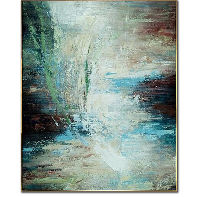 Original Painting Blue Painting Serene Earth Tones Abstract Painting Living Room Decor Oversized Wall Art Office Wall Art Framed Wall Art