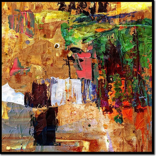 Rustic Landscape Abstract Painting – Vibrant Textured Canvas with Earthy Tones and Nature-Inspired Brushstrokes for Unique Decor