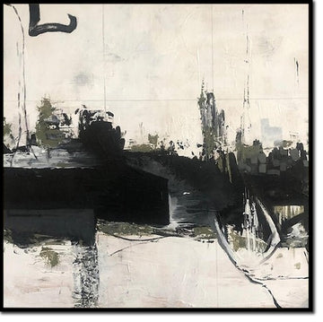 Abstrakte sort-hvide malerier på lærred Tekstureret vægkunst Moderne kunst Soveværelses vægkunst Monokrom maleri Industriel kunst