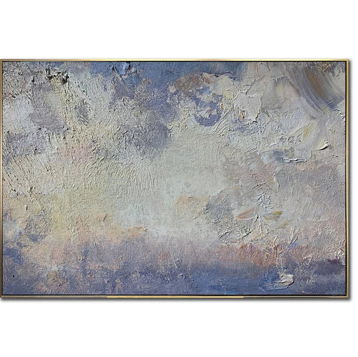 Stor tekstureret vægkunst abstrakt maleri blå og grå moderne vægkunst paletkniv oliemaleri stueindretning indflyttergave