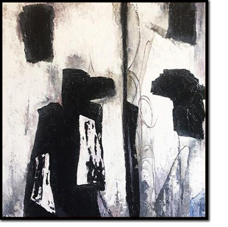 Black and White Abstract Painting Monochrome Painting Custom Oil Painting Handpainted Artwork Aesthetic Modern Art