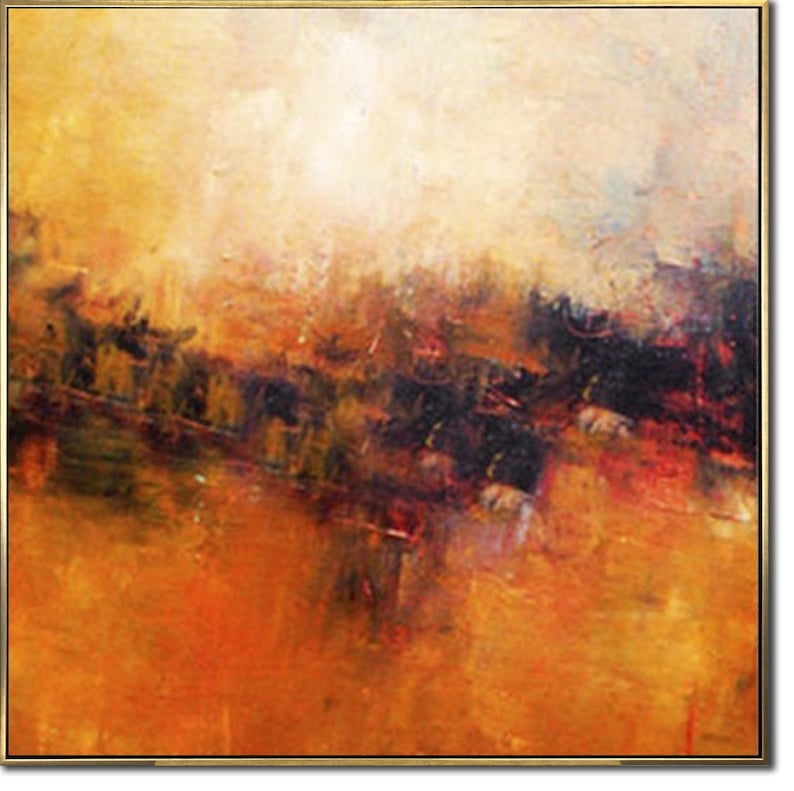 Large Painting Sunset Painting Bright Wall Art Custom Oil Painting Orange Artwork Living Room Decor Unique Fine Art Office Decor