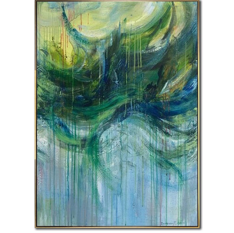 Green Painting Blue Paintings Large Abstract Canvas Art Living Room Art Modern Wall Decor Housewarming Gift Abstract Painting Office Art