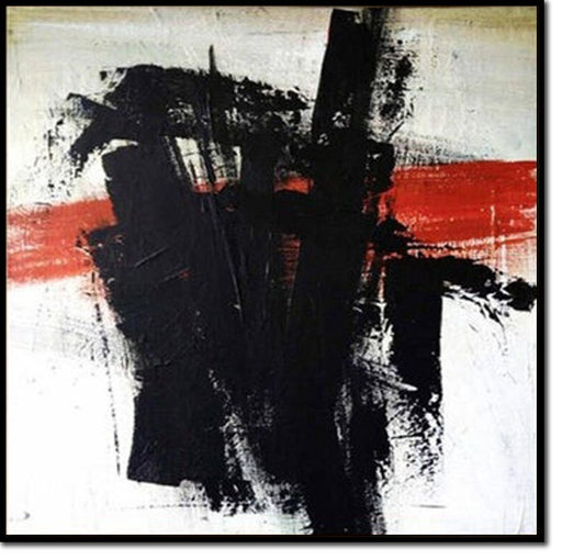 Abstrakte Kunstwerke in den Farben Schwarz, Weiß und Rot. Malerei ist eine beliebte zeitgenössische Wandkunst für die beste Dekoration Ihres Esszimmers, Kunstwerk