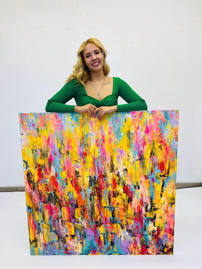 Dynamic Abstraction Atmospheric Art Rich Textured Art Explosion Of Colors Color Layers Art Custom Oil Painting