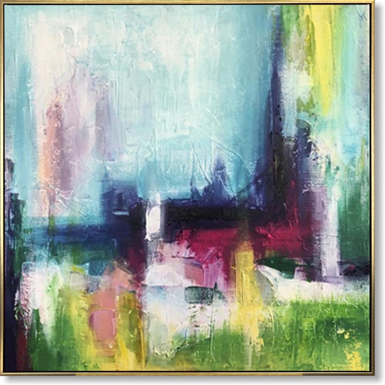 Abstract Colorful Painting Modern Wall Decor Large Abstract Blue Canvas Office Wall Art Custom Wall Art Housewarming Gift Canvas Wall Art