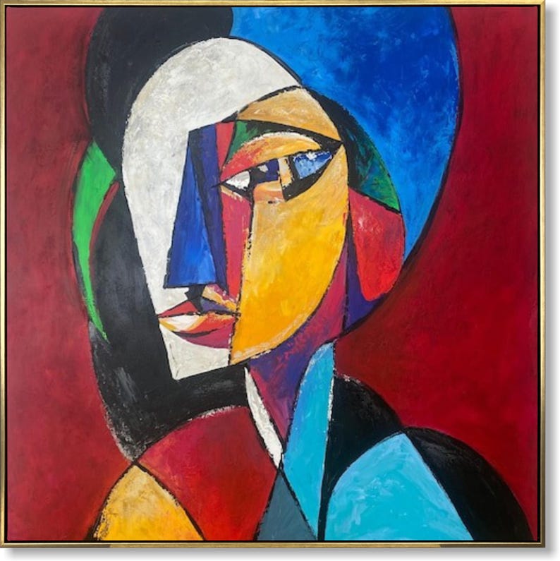 Abstract Portrait Colorful Emotions Modern Art Visual Interpretation Artistic Expression Colorful Cubism Contemporary Art Geometric Shapes