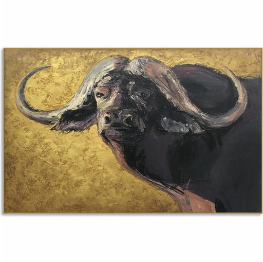 Extra großes afrikanisches Büffelgemälde auf Leinwand, Ölgemälde mit Wildtieren, Büffel-Bison-Wandkunst, Büffel-Moderne Kunst, Wandkunst, moderne Raumdekoration