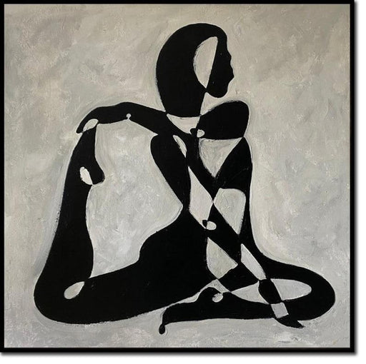 Abstrakte figurative Schwarz-Weiß-Gemälde auf Leinwand Moderne elegante weibliche figurative Abstraktion Kunst Moderne minimalistische Kunst Wanddekoration