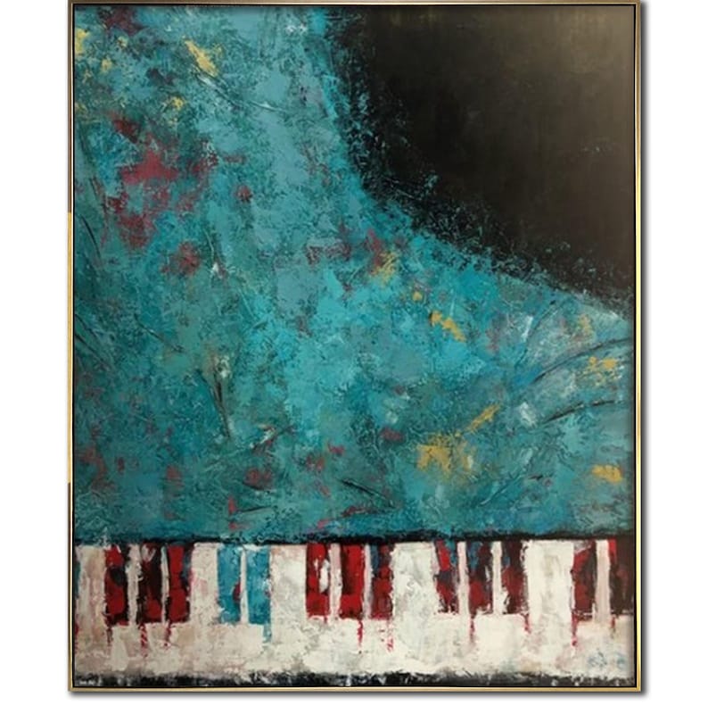 Music Canvas Art, Abstract Piano Wall Art, Abstract Painting Music Instrument, Music Room Wall Decor