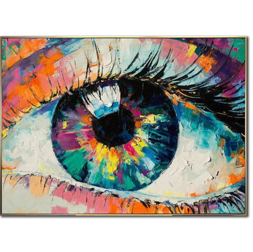 Oversize Framed Wall Art Eye Painting Colorful Painting Abstract Acrylic Painting Modern Painting On Canvas Living Room Wall Art Framed