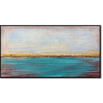 Large Abstract Blue Ocean Paintings On Canvas Seascape Art Acrylic Sunset Original Artwork Textured Oil Painting for Home Decor