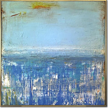 Original Abstract Blue Seascape Paintings On Canvas Ocean Painting Blue Abstract Art Modern Ocean Handmade Painting for Indie Room Decor