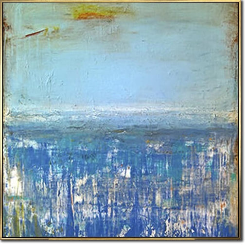 Original Abstract Blue Seascape Paintings On Canvas Ocean Painting Blue Abstract Art Modern Ocean Handmade Painting for Indie Room Decor