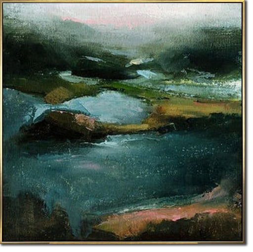 Original Green Landscape Artwork Abstract Oil Painting On Canvas Large Nature Textured Wall Hanging Decor for Living Room