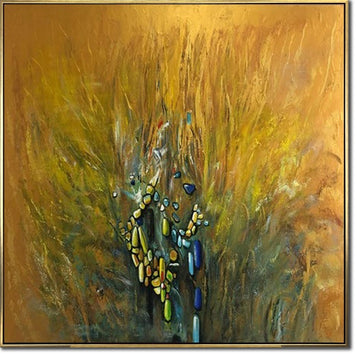 Original Yellow Painting on Canvas Abstract Oil Artwork Modern Minimalist Wall Hanging Art Textured Wall Art Decor for Bedroom