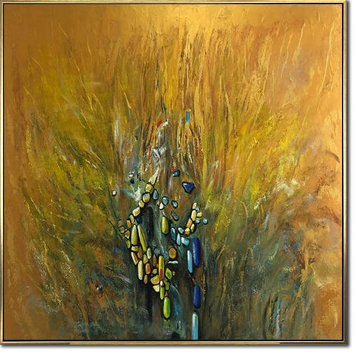 Original Yellow Painting on Canvas Abstract Oil Artwork Modern Minimalist Wall Hanging Art Textured Wall Art Decor for Bedroom