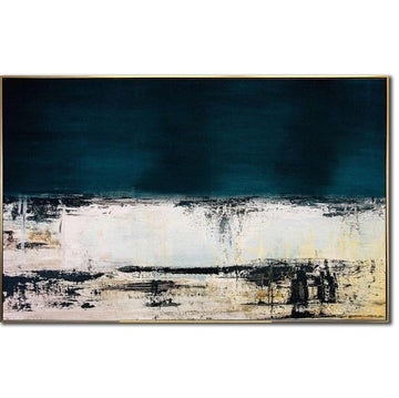 Large Abstract Painting Canvas Abstract Painting Green White Abstract Heavy Textured Art for Living Room Decor ON the BORDER of TIME