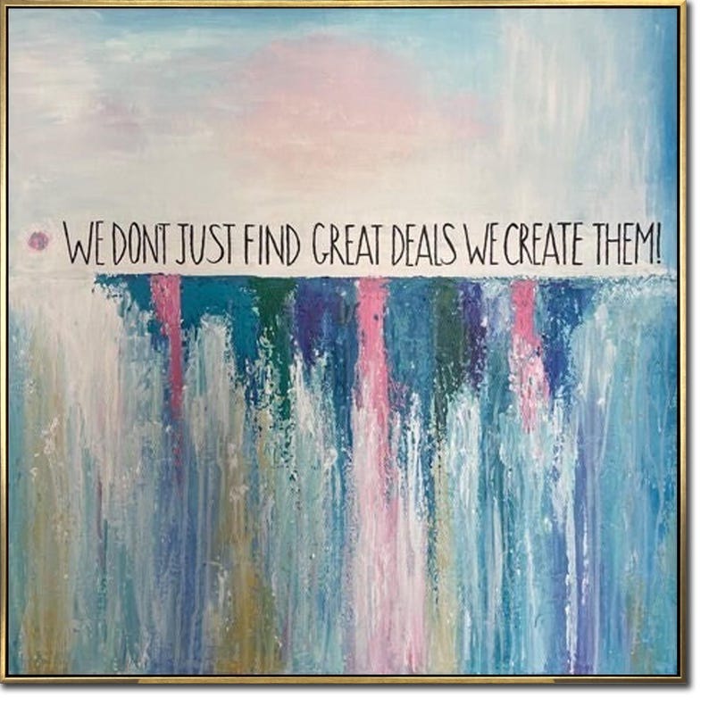 Abstract Waterfall Oil Painting Colorful Motivational Wall Art Original Modern Artwork for Office GREAT DEALS