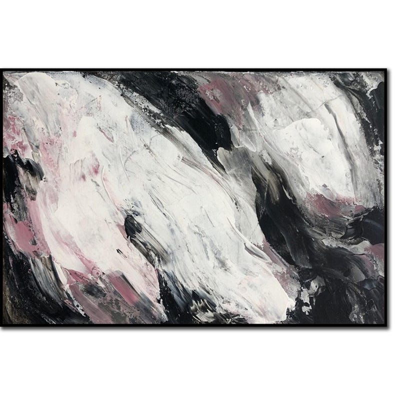Abstract Painting Black and White Art Textured Wall Art Modern Interiors Decor Housewarming Gift Living Room Art Custom Oil Painting