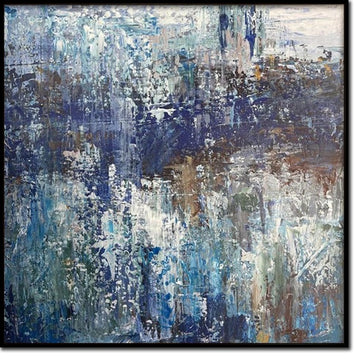 Large Abstract Wall Art Gold Original Abstract Painting, Acrylic On Canvas, Blue Color, Original Modern Huge Acrylic Painting, Interior Art