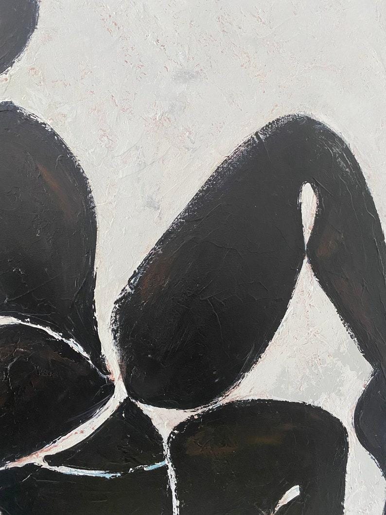 Große abstrakte figurative Wandkunst Schwarz-Weiß-Silhouette-Malerei Geometrie-Kunst Wohnzimmer-Wand-Kunst Büro-Wand-Dekor Liebesgemälde