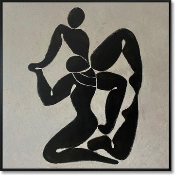 Große abstrakte figurative Wandkunst Schwarz-Weiß-Silhouette-Malerei Geometrie-Kunst Wohnzimmer-Wand-Kunst Büro-Wand-Dekor Liebesgemälde