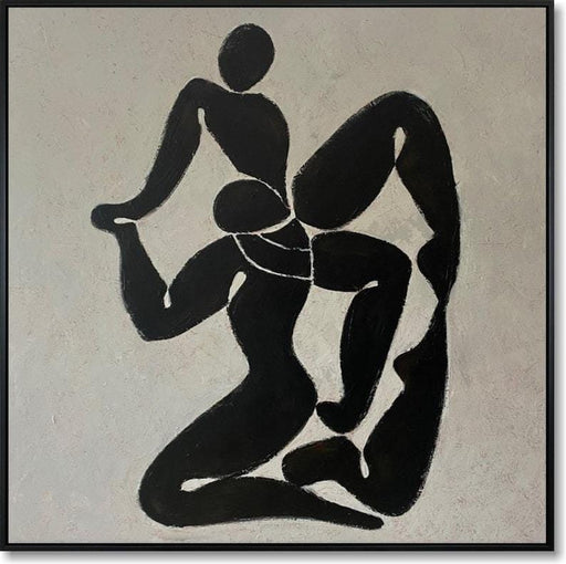 Large Abstract Figurative Wall Art Black and White Silhouette Painting Geometry Art Living Room Wall Art Office Wall Decor Love Painting