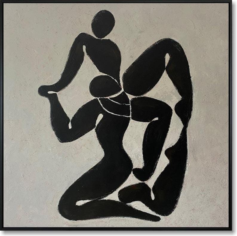 Große abstrakte figurative Wandkunst Schwarz-Weiß-Silhouette-Malerei Geometrie-Kunst Wohnzimmer-Wand-Kunst Büro-Wand-Dekor Liebesgemälde