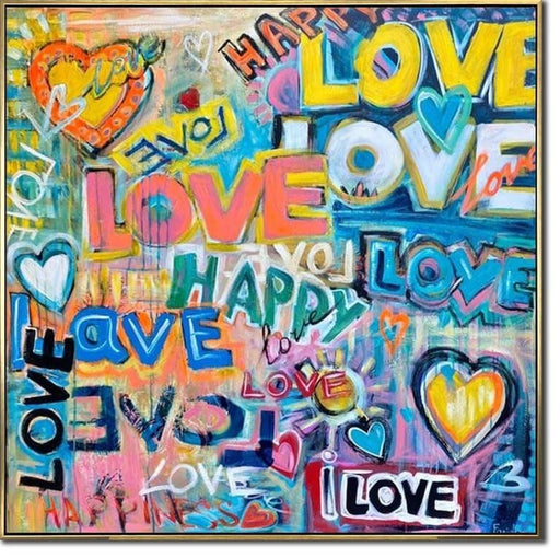 Colorful Graffiti Love and Happiness Pop Art Street Art Style Vibrant Colors Urban Art Unique Artwork Funky Decor