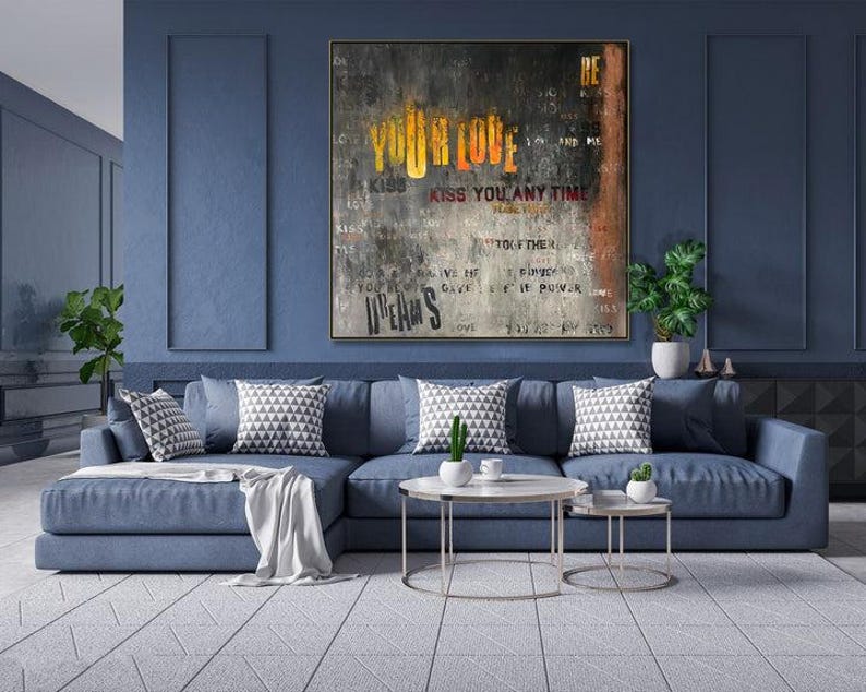 Industrial Text-Based Wall Art Grunge Graffiti Style Art Bold Urban Typography Painting for Modern Loft Decor
